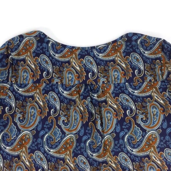 A. Jesdani Blue Brown Paisley Print Short Sleeve Henley Style Knit Top Womens 4X - Picture 7 of 14